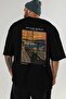 Edvard Munch Scream Back Printed Black Oversize T-Shirt Men Women Crew Neck Cotton T-Shirt - 6