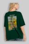 Van Gogh Back Printed Green Oversize T-Shirt Men Women Crew Neck Cotton T-Shirt - 4
