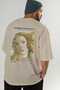 Sandro Botticelli Back Printed Beige Oversize T-Shirt Men Women Crew Neck Cotton Tshirt - 7