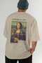 Leonardo Da Vinci Mona Lisa Back Printed Beige Oversize T-Shirt Men Women Crew Neck Cotton T-Shirt - 6