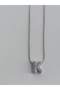 Curved Stainless Steel Stylish and Stylish Zircon Stone K Letter Necklace 1.2 cm - 2