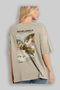 Michelangelo Back Printed Beige Oversize T-Shirt Men Women Crew Neck Cotton Tshirt - 3