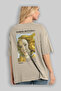 Sandro Botticelli Back Printed Beige Oversize T-Shirt Men Women Crew Neck Cotton Tshirt - 3