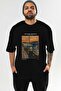 Edvard Munch Scream Front Printed Black Oversize T-Shirt Men Women Crew Neck Cotton t Shirt
