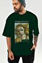Sandro Botticelli Front Printed Green Oversized T-Shirt Men Women Crew Neck Cotton t Shirt - 6