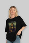 Leonardo Da Vinci Mona Lisa Front Printed Black Oversized T-Shirt Men Women Crew Neck Cotton t Shirt - 4
