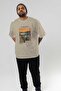 Edvard Munch Scream Front Printed Beige Oversize T-Shirt Men Women Crew Neck Cotton T-Shirt - 7