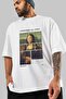 Leonardo Da Vinci Mona Lisa Front Printed White Oversize T-Shirt Men Women Crew Neck Cotton t Shirt - 3