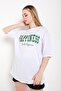 Women's White Happiness Printed Oversize Tshirt - 3