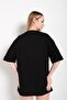Women's Black Happiness Printed Oversize Tshirt - 5