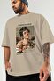 Caravaggio Boy Front Printed Beige Oversize T-Shirt Men Women Crew Neck Cotton t Shirt - 3