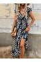 Women's Short Sleeve Double Breasted Collar Ruffle Single Jersey Dress