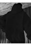 The Dream Bridge Printed Hooded Pocket Black Sweatshirt with Wool Inside - 2