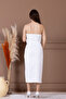 Atlas Rose Detailed Strapless Pen Long Dress - White - 5