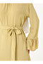 Hijab Dress with Flared Sleeves and Belt - Pistachio Green - - 3