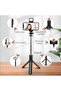 Black Color Lighted Bluetooth Controlled Vertical and Horizontal Shooting Selfie Stick with Tripod Selfie Stick - 4