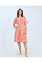 Gipeli Balloon Sleeve Square Neck Orange Off-Shoulder Floral Print Flared Wrap Women's Dress - 2