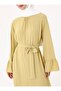 Hijab Dress with Flared Sleeves and Belt - Pistachio Green - - 5
