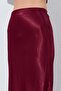 Women's Burgundy Satin Long Skirt - 5