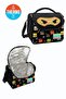 Black Ninja Patterned Four Compartment School Backpack Lunch Bag Pencil Bag - 2