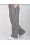 Yüssbutik Waterway Pocket Black and White Striped Loose Leg Trousers with a Cord - 4