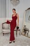 Women's Burgundy Tie-Up Maxi Length Lycra Dress Nbdf075 - 2