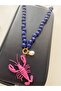 Pink Lobster Necklace with Blue Beads - 2