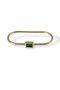 Gold Color Green Stone Detailed Two Finger Design Ring - 2