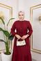 Women's Tested Long Bordo Burumuzk Dress - 2