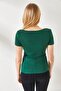 Emerald Green V-Neck Camisole Short Sleeve Blouse - 4