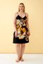 Women's Plus Size Black Floral Print Strappy Nightdress - 3