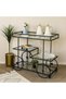 FFD Bar Cart Metal Bar Cart with Glass Shelves – 3-Tier Rolling Beverage Cart 80x40x90cm