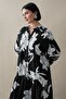 Large Orchid Pattern Black Viscose Dress - 5