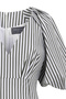 V Neck Balloon Sleeve Striped Cotton Mini Dress - 5