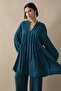 Ribbed Sleeve Drawstring Petrol Green Ayrobin Suit - 5