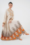 Women's Patterned Modest Dress T. Ecru 1010