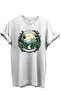 Hunting Nature Themed 100% Cotton Regular Fit Unisex T-Shirt with Tropical Forest and Mountain View