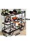 FFD Elegant 4-Wheel Metal Serving Trolley with Clear Glass Top – Multi-Purpose Kitchen 100x40x90cm - 2