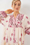 Women's Patterned Hijab Dress Claret Red 1010 - 4