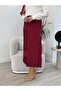 Zipper Detailed Pleated Skirt Burgundy 38921