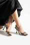 Metallic Patent Leather Square Toe Open Heel Thin Heel Stiletto Sandals |   For Night and Evening Dress Elegance - 5