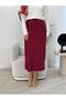 Zipper Detailed Pleated Skirt Burgundy 38921 - 2