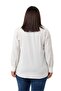 Plus Size White Shirt with Ruffle Detail on the Front and Shirt Collar Cuff - 3