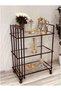 FFD Bar Cart Metal Serving Trolley with 3 Clear Glass Shelves, 1.3cm Thick Metal Frame 80x40x90cm - 4