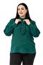 Plus Size Smocked Front Detail Shirt Collar Cuff Emerald Green Shirt - 4
