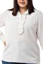Plus Size White Shirt with Ruffle Detail on the Front and Shirt Collar Cuff - 5