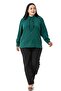 Plus Size Smocked Front Detail Shirt Collar Cuff Emerald Green Shirt - 2