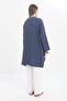 Indigo-Skirt Hem Gathered Muslin Cap - 3