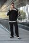 Black Hooded Striped Detail Men's Tracksuit Set E7326 - 5