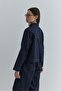 A Pleated Denim Jacket Navy Blue - 3